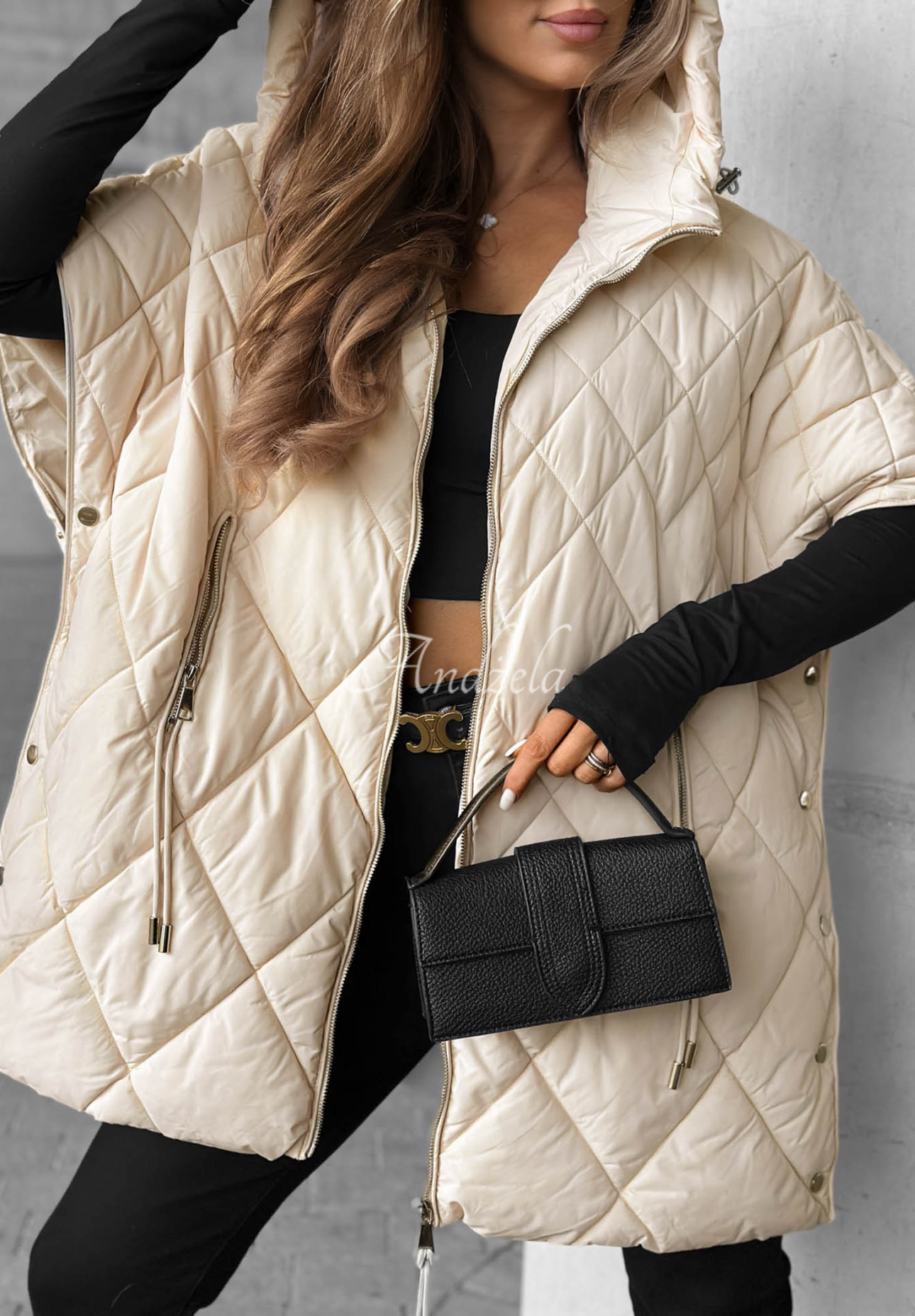 Prošívaná oversize vesta Daily Comfort světle béžový