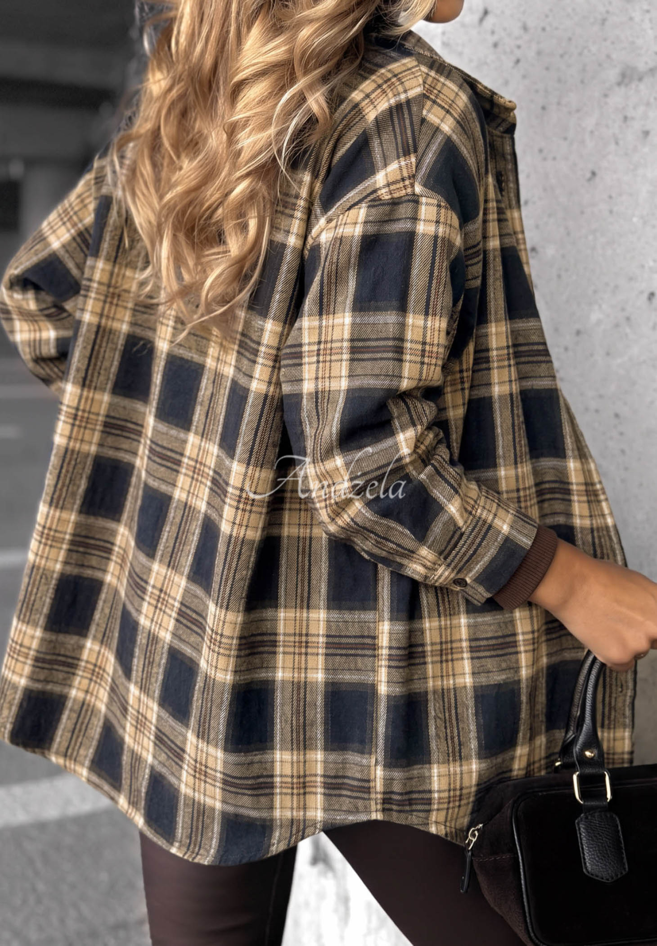 Dlouhá károvaná košile Fall Edit granátová