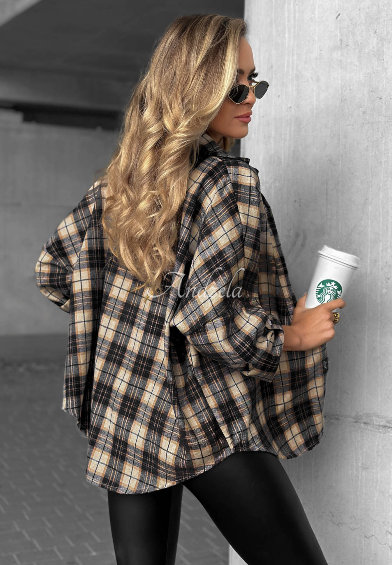 Károvaná košile s bavlnou a viskózou Cozy Edit černá