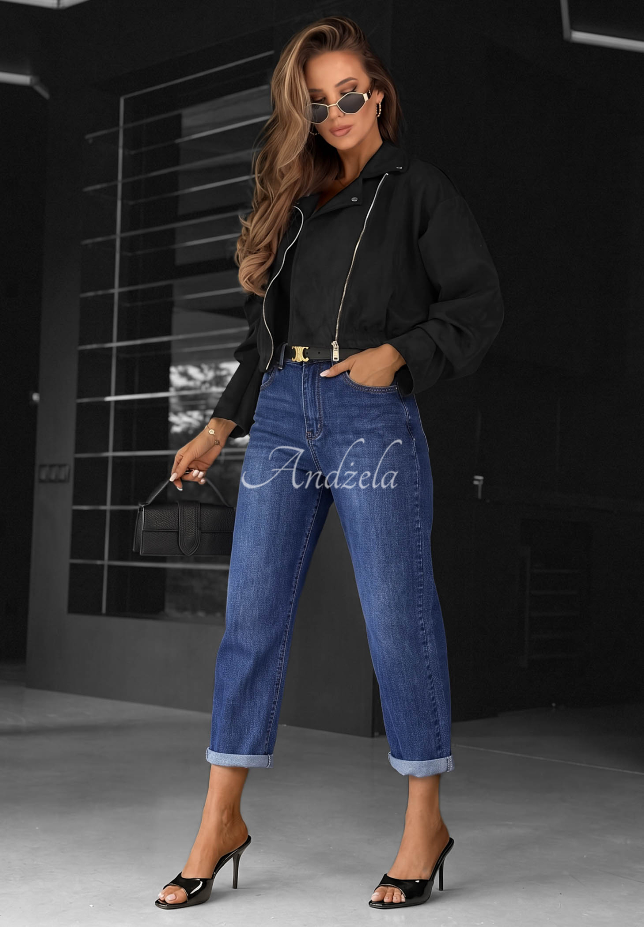 Džíny mom fit Just My Type granátové