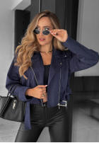 Krátká zamszowa Bunda ramoneska Daily Flow čokoládová