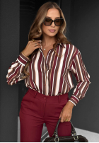 Košile w paski Velvet Dream burgundowo-čokoládová