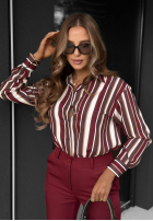 Košile w paski Velvet Dream burgundowo-čokoládová