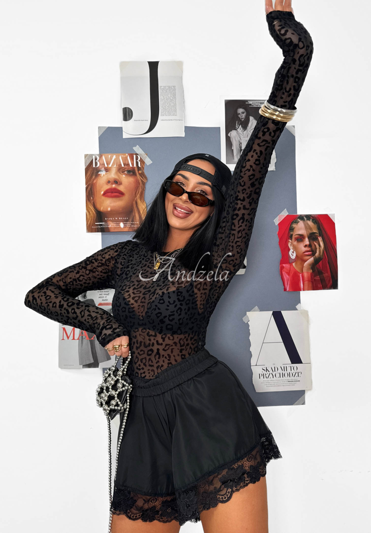 Síťované body s leopardím vzorem La Milla Wild Couture černé