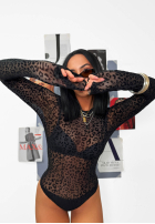 Siateczkowe body w panterkę La Milla Wild Couture černé