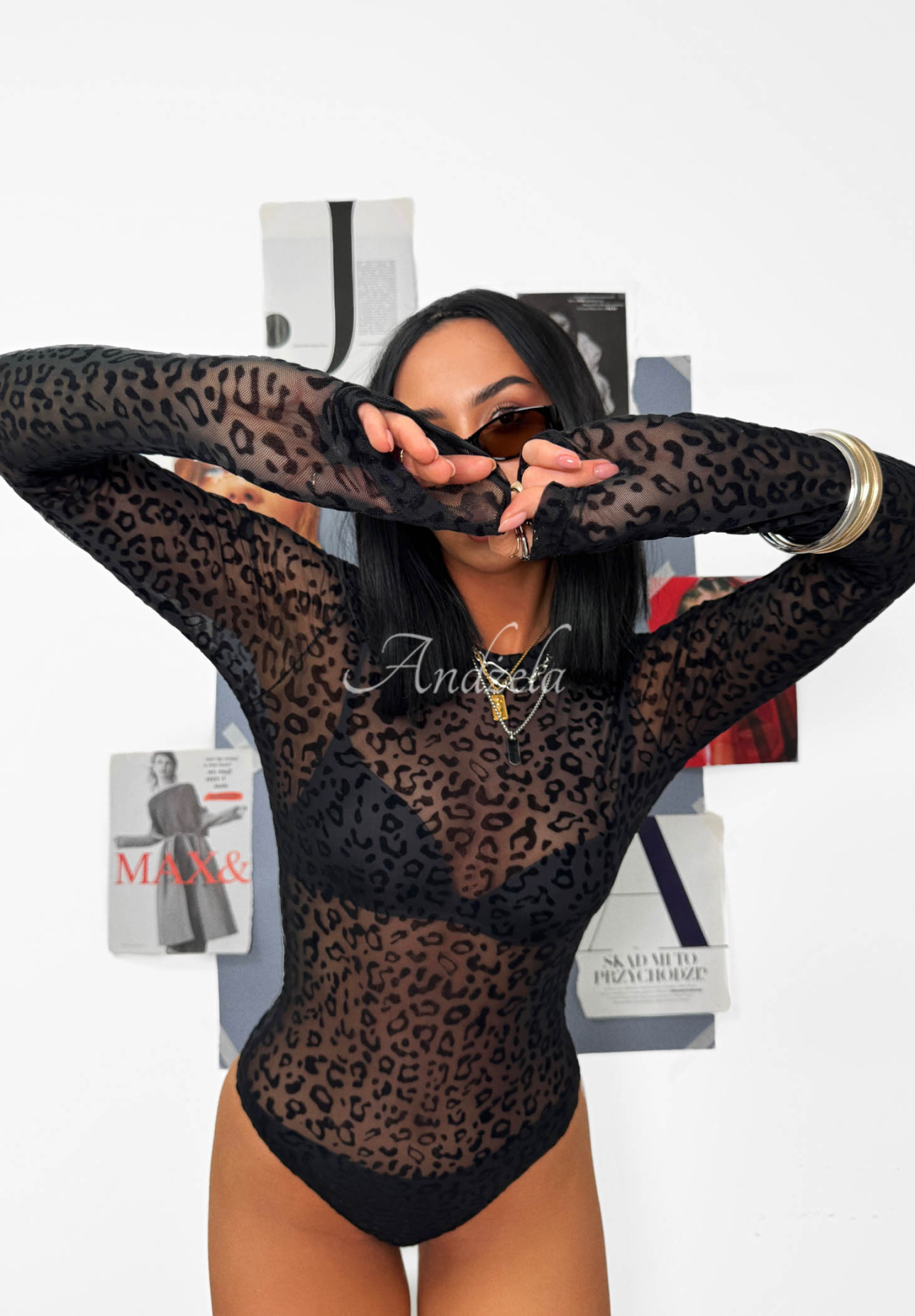Síťované body s leopardím vzorem La Milla Wild Couture černé