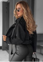 Krátká zamszowa Bunda ramoneska Daily Flow čokoládová