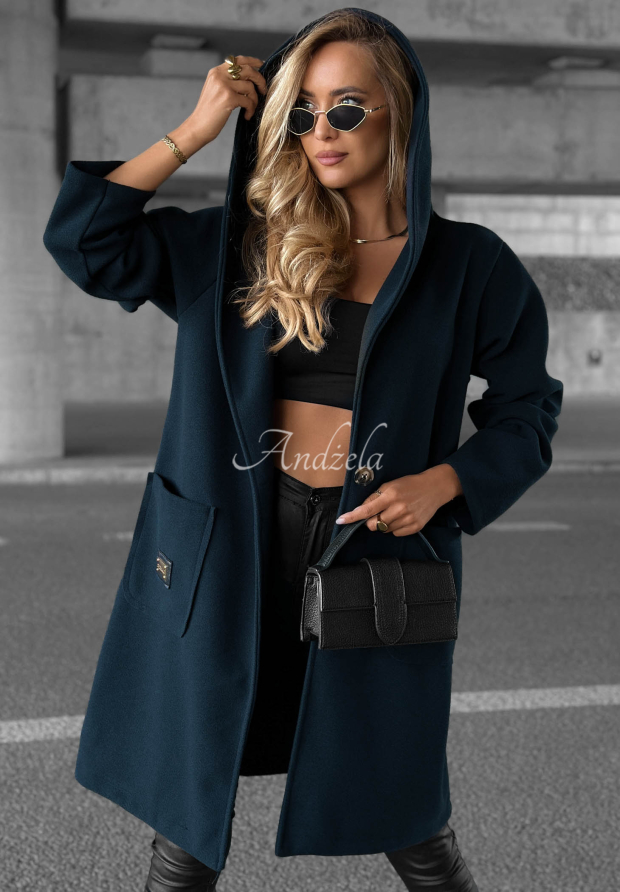 Dlouh&yacute; oversize kab&aacute;t s kapuc&iacute; Autumn Coat gran&aacute;tov&yacute;
