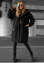Dlouhý Kabát oversize s kapucí Autumn Coat čokoládový