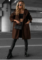 Dlouhý Kabát oversize s kapucí Autumn Coat čokoládový