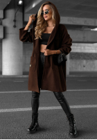 Dlouhý Kabát oversize s kapucí Autumn Coat čokoládový