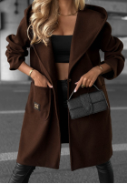 Dlouhý Kabát oversize s kapucí Autumn Coat čokoládový