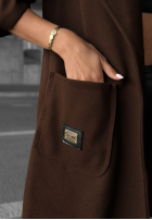 Dlouhý Kabát oversize s kapucí Autumn Coat čokoládový
