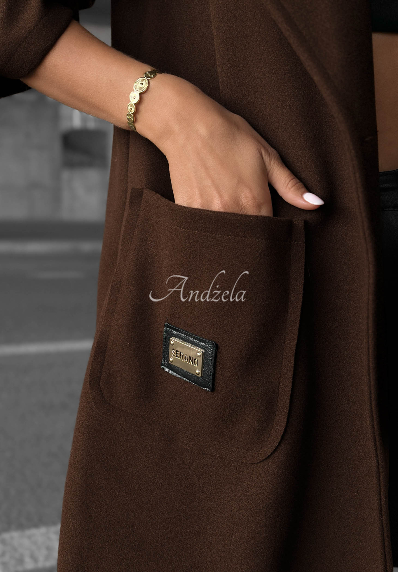 Dlouhý oversize kabát s kapucí Autumn Coat čokoládový