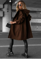 Dlouhý Kabát oversize s kapucí Autumn Coat čokoládový