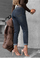 Kalhoty džínové  loose fit z paskiem Just For Fun granátové