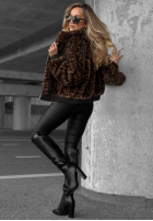 Krátká Bunda futerko w panterkę Cozy Leopard černá