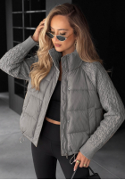 Puchowa Bunda z dzianinowymi wstawkami Never Leave Šedá