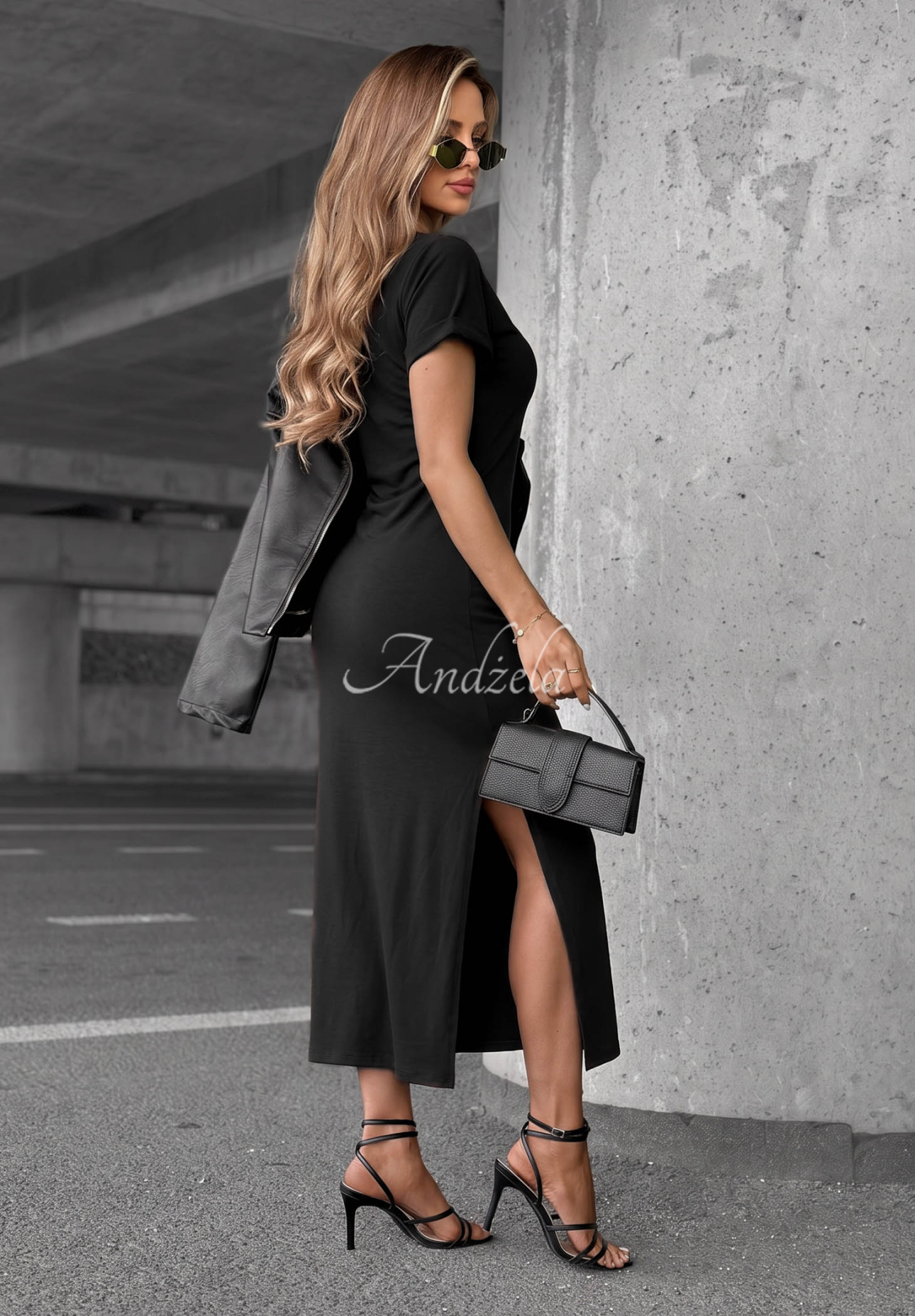 Bavlněné šaty s vázáním Lady Perfection černá