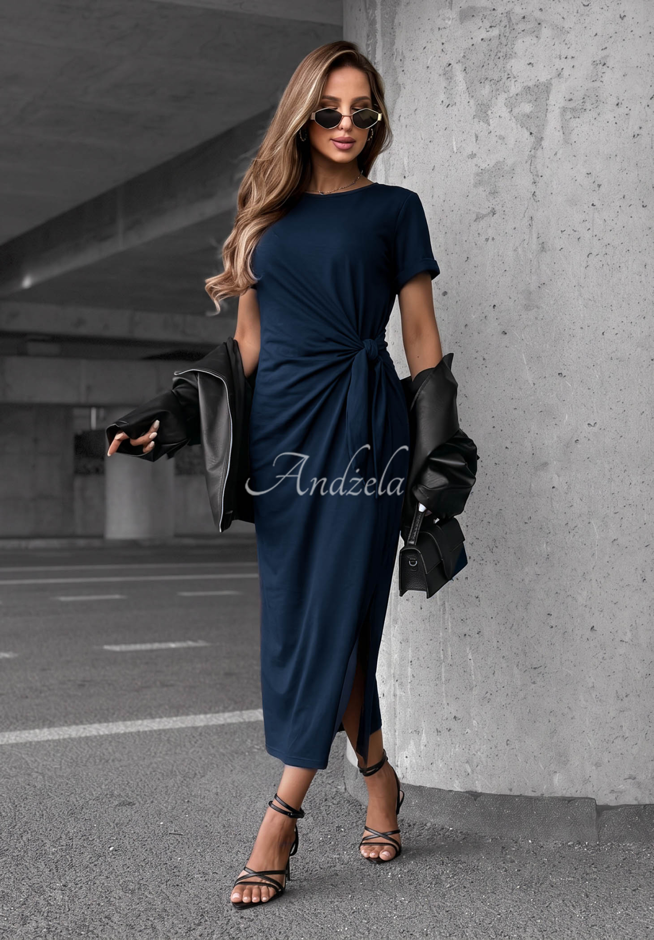 Bavlněné šaty s vázáním Lady Perfection granátová