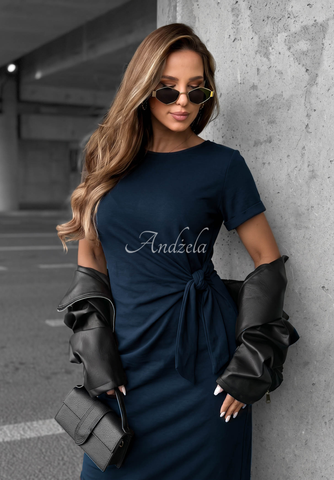 Bavlněné šaty s vázáním Lady Perfection granátová