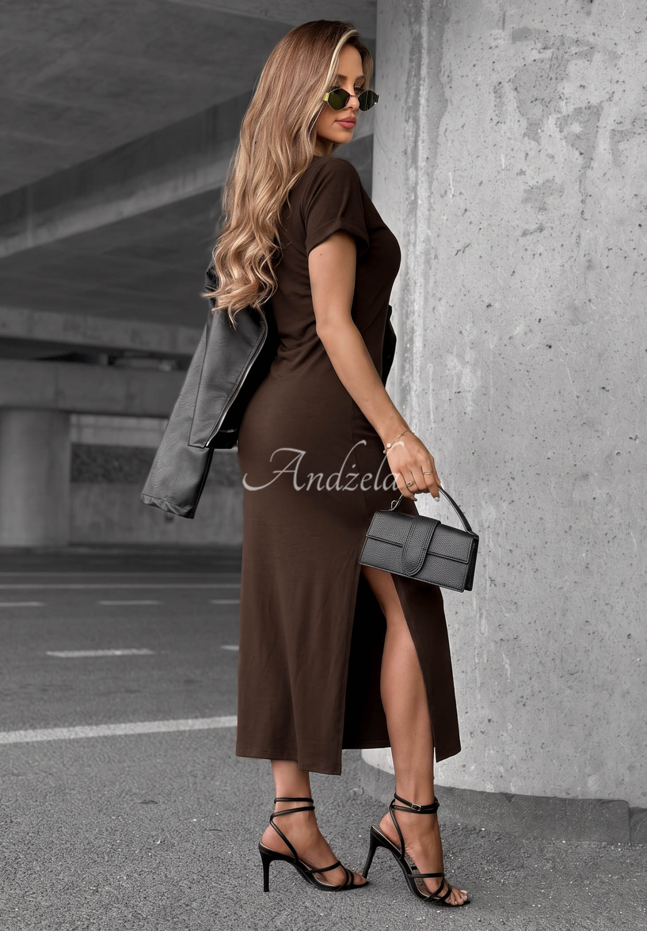 Bavlněné šaty s vázáním Lady Perfection čokoládová
