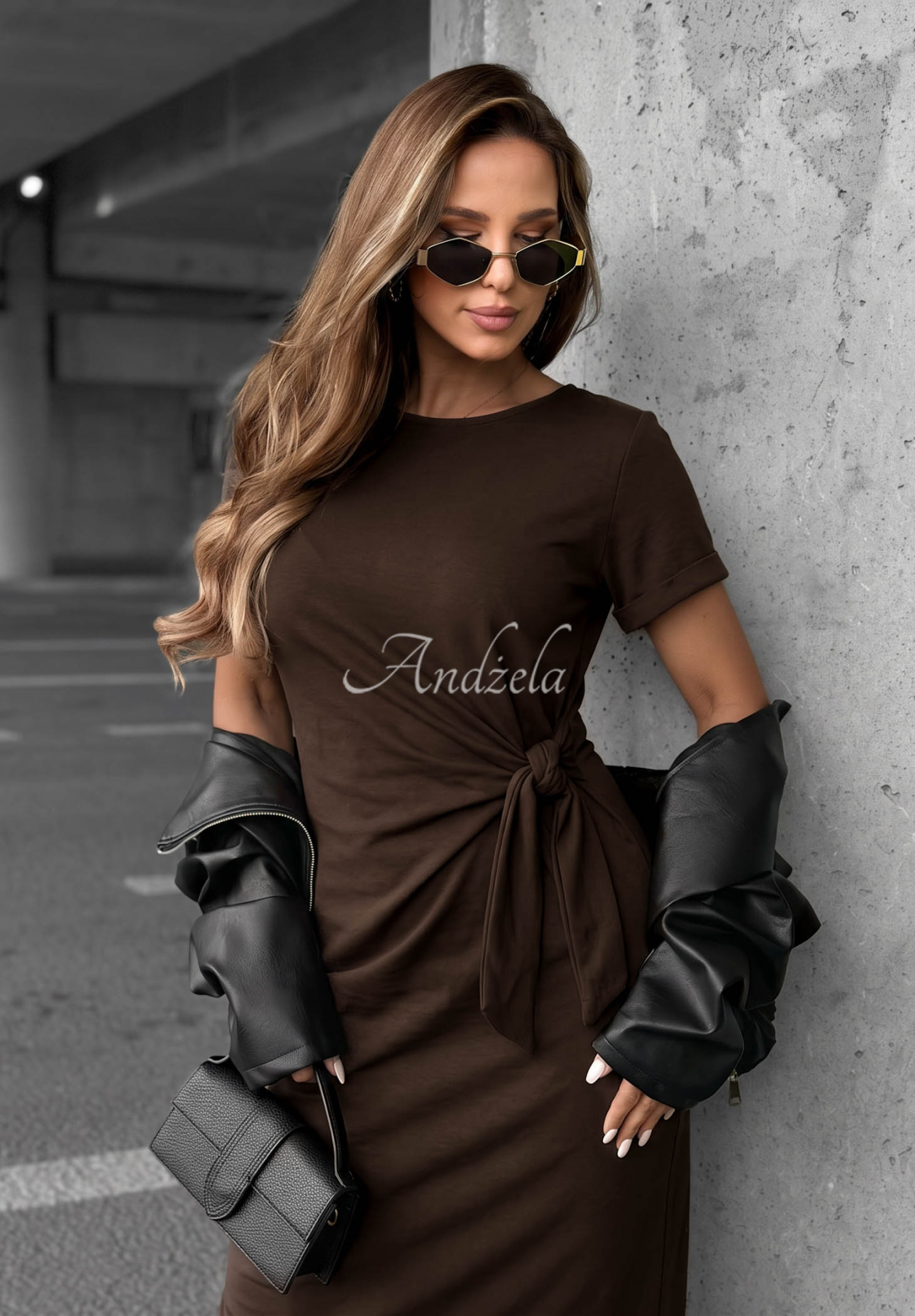 Bavlněné šaty s vázáním Lady Perfection čokoládová