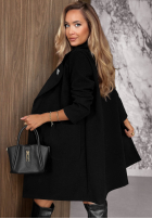 Dlouhý Dvouřadý Kabát City Chic Černé