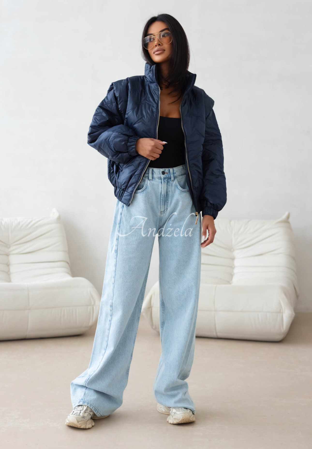 Krátká prošívaná bomber bunda Drizzle Days granátová