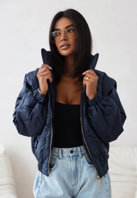 Krátká prošívaná bomber bunda Drizzle Days granátová