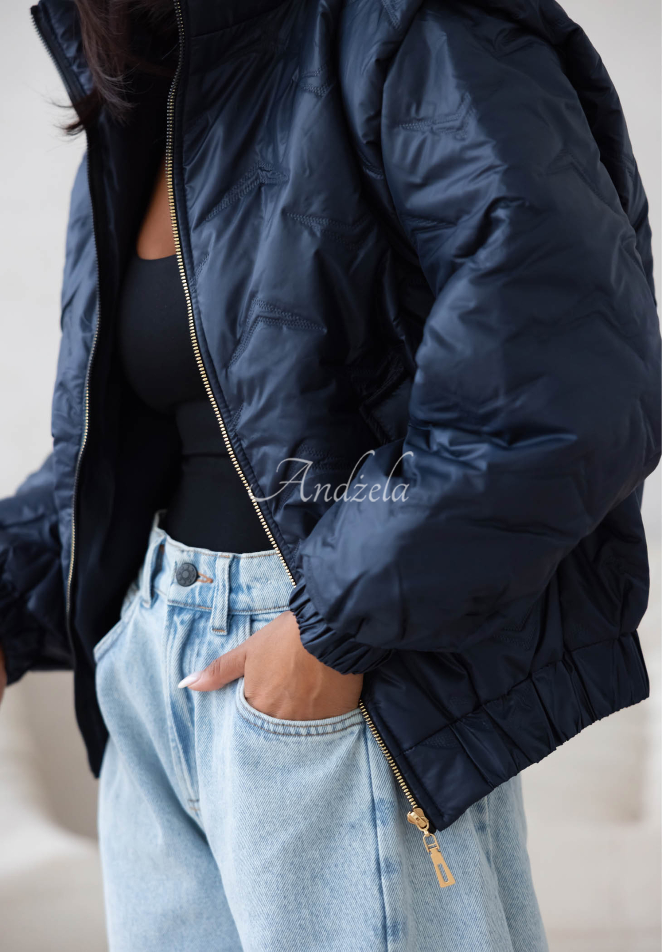 Krátká prošívaná bomber bunda Drizzle Days granátová