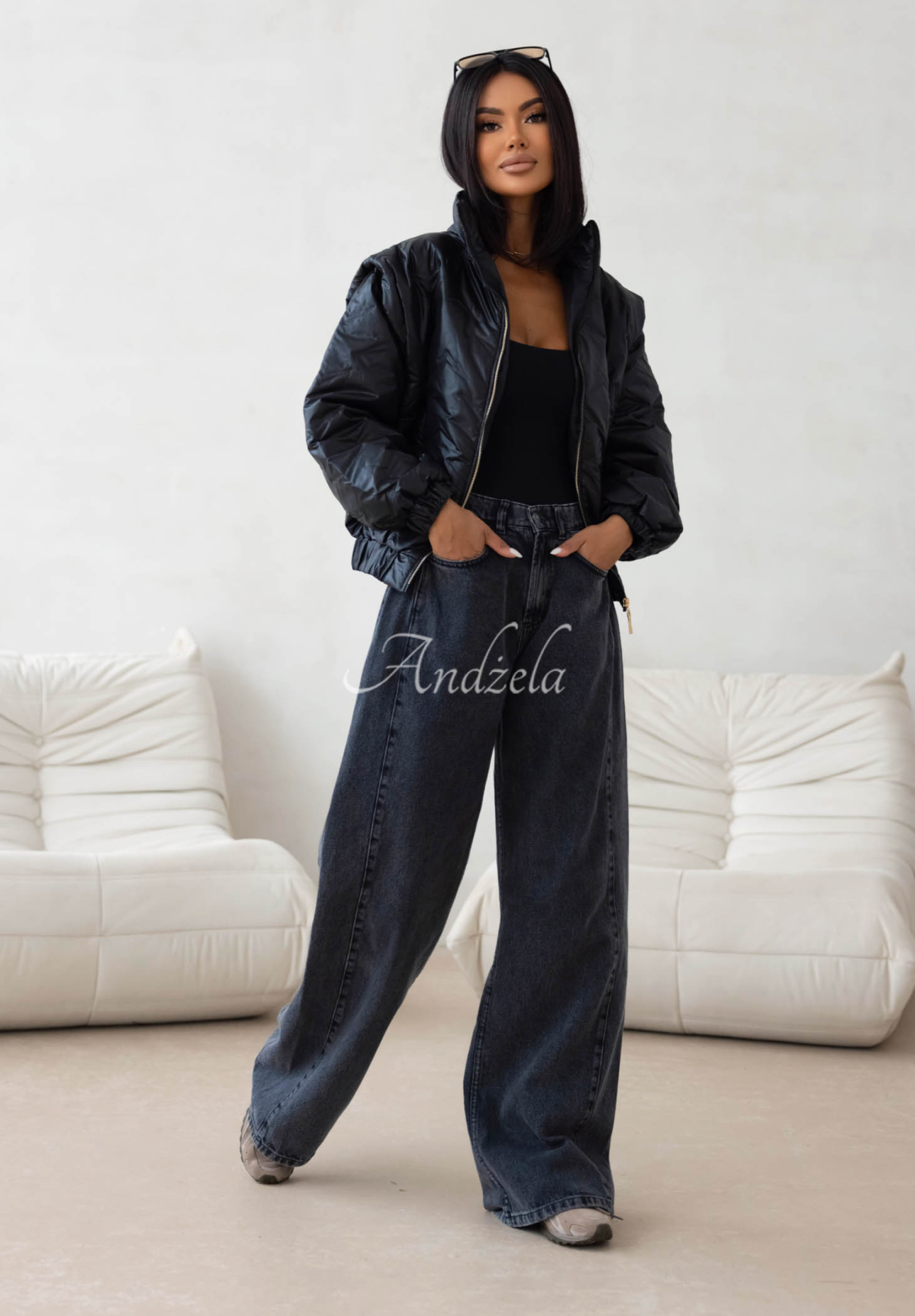 Krátká prošívaná bomber bunda Drizzle Days černá