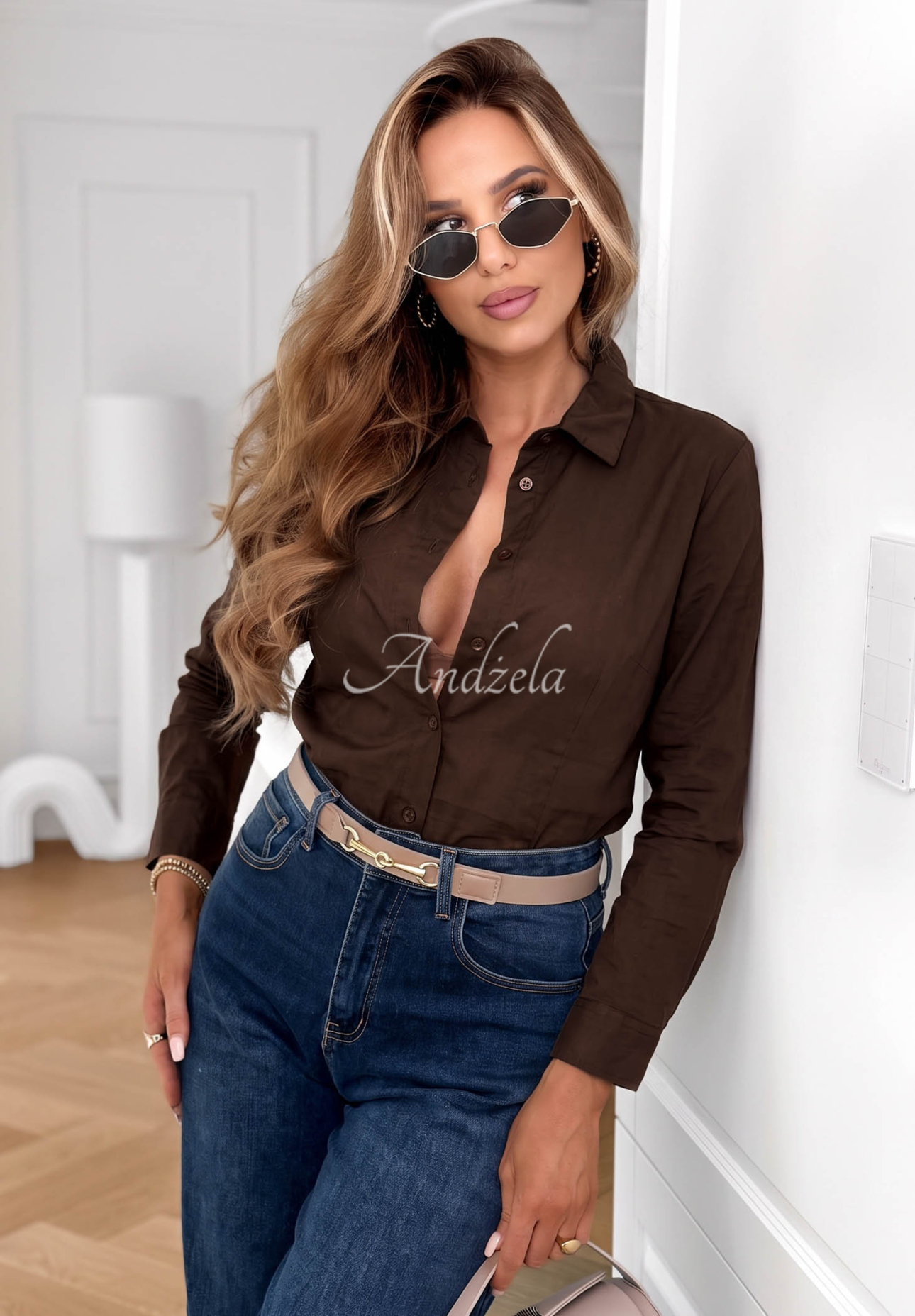 Klasická elegantní bavlněná košile Pearl Cove čokoládová