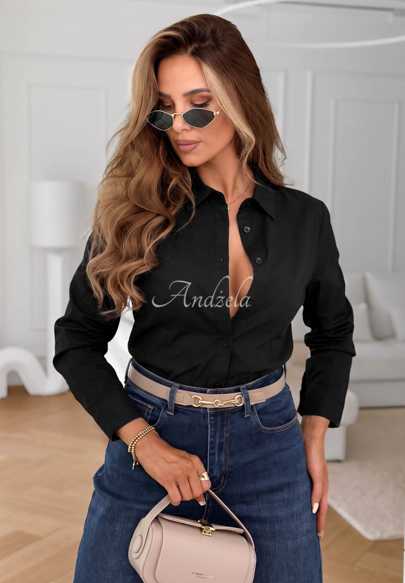Klasická elegantní bavlněná košile Pearl Cove černá