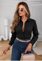 klasický elegancka Košile z bawełny Pearl Cove černá