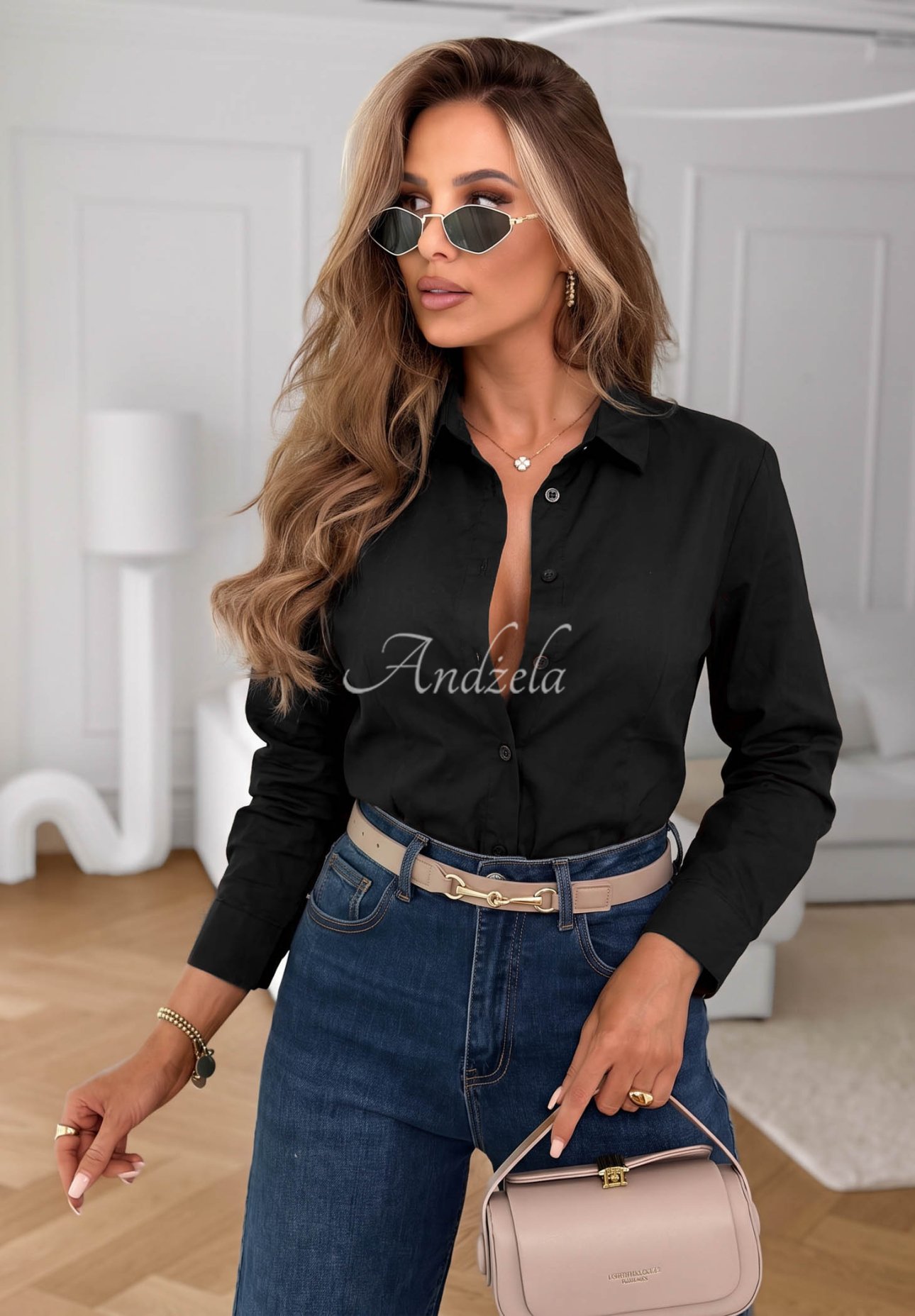 Klasická elegantní bavlněná košile Pearl Cove černá
