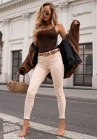 Kalhoty džínové  skinny z paskiem Just Be You světle béžové