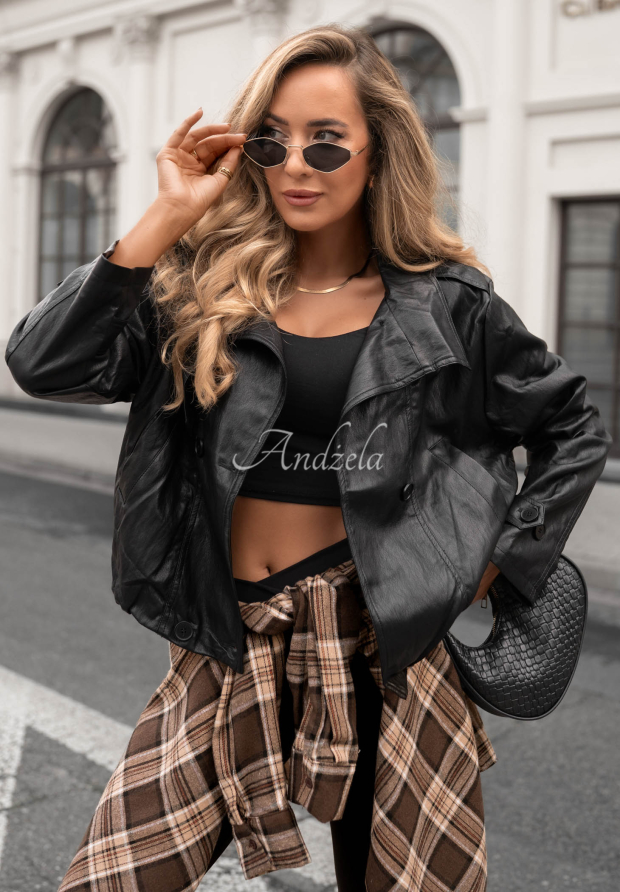 Kožen&aacute; bomber bunda Midnight Walk čern&aacute;