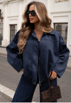 Zamszowa Bunda bomberka oversize Early Season blankytná
