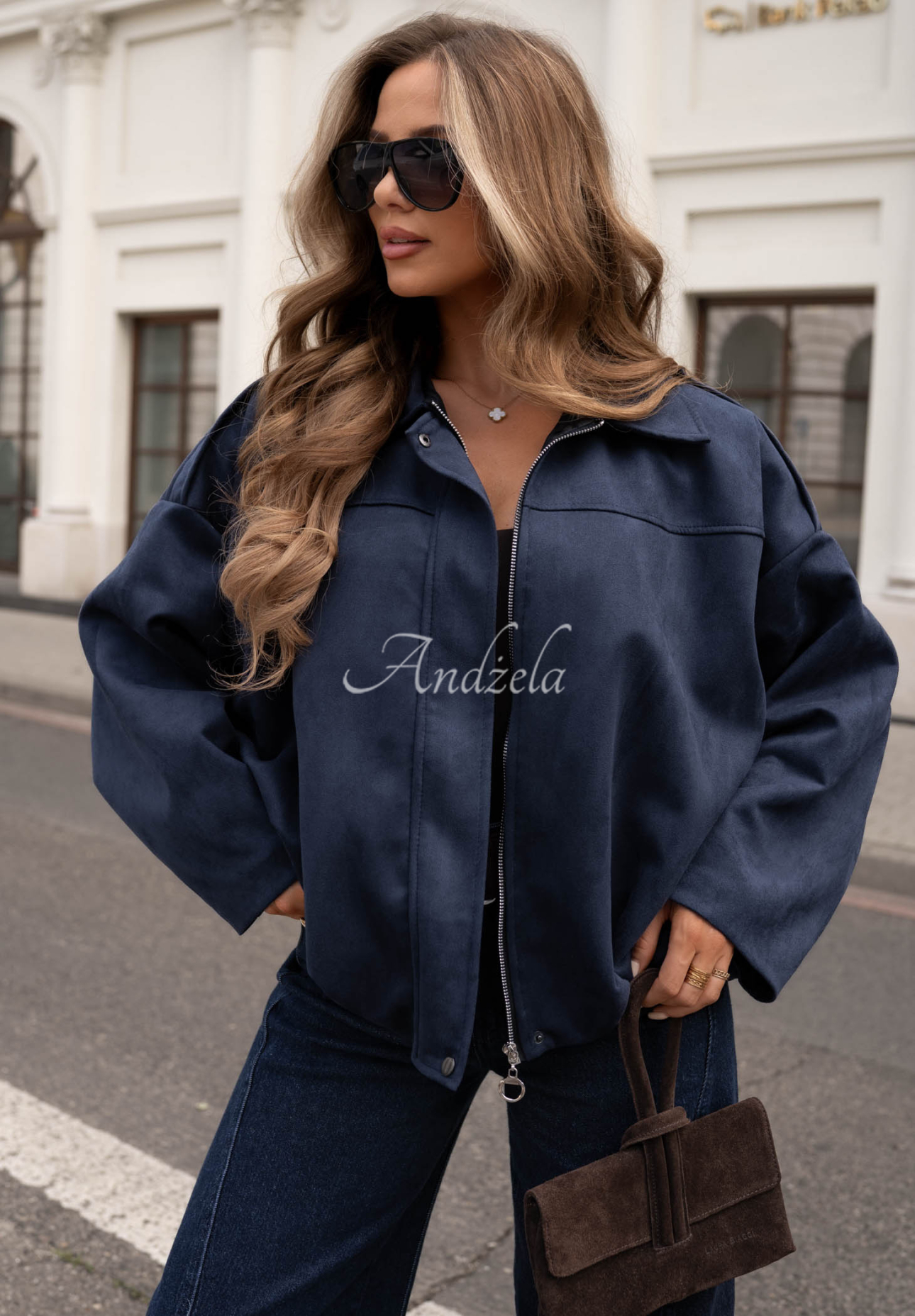 Semišová oversize bomber bunda Early Season granátová