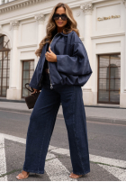 Zamszowa Bunda bomberka oversize Early Season blankytná