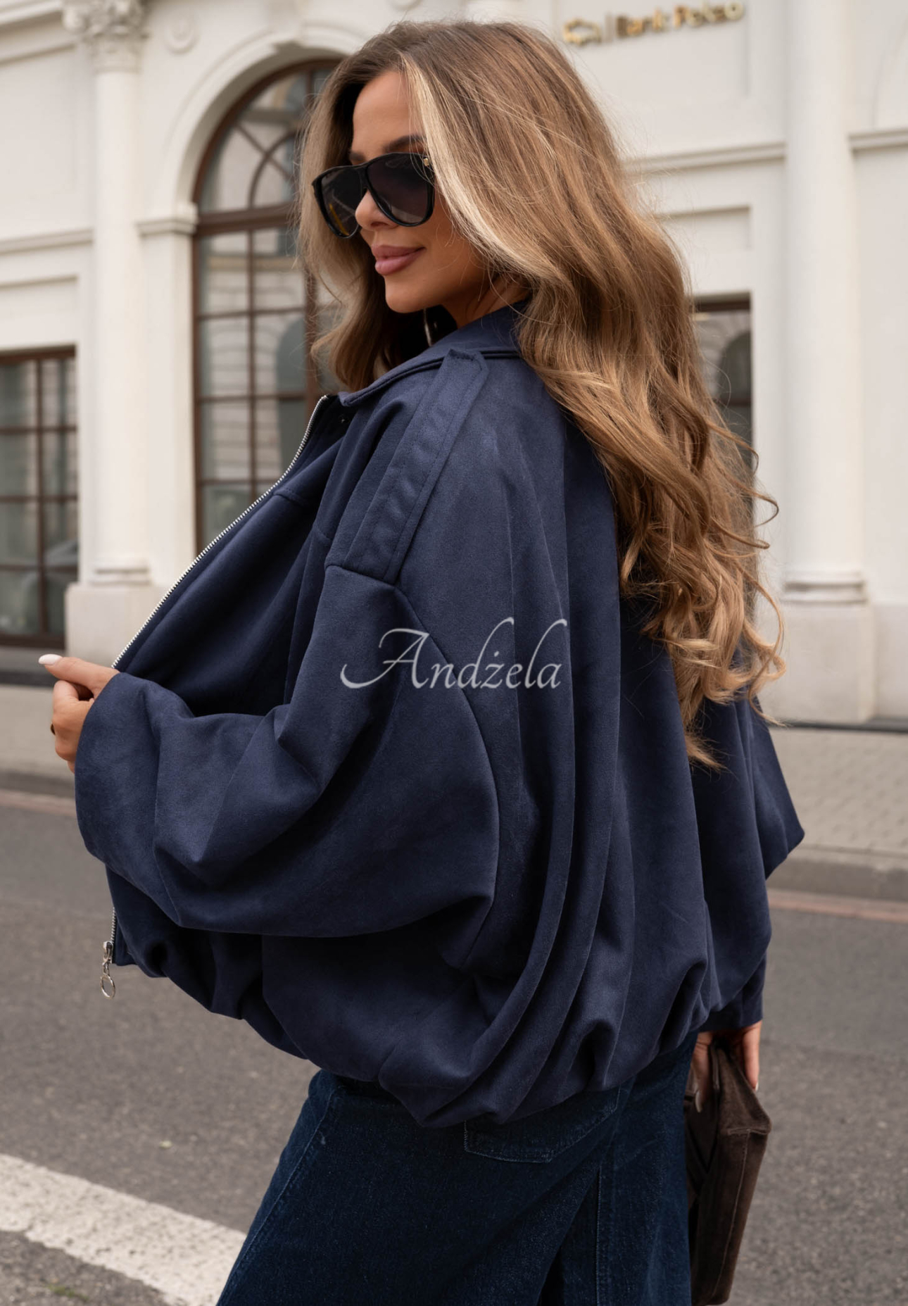 Semišová oversize bomber bunda Early Season granátová