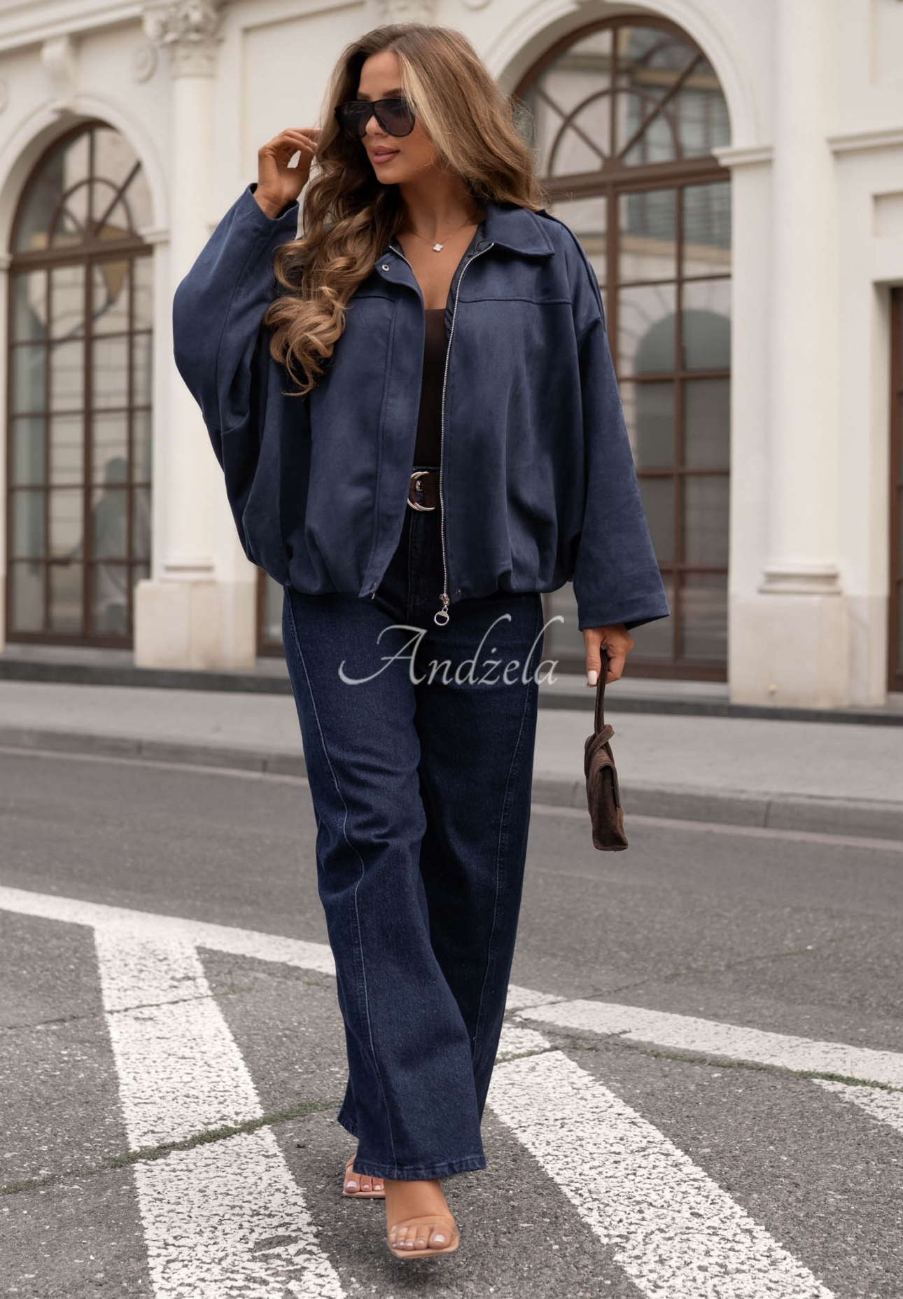 Semišová oversize bomber bunda Early Season granátová