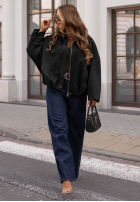 Zamszowa Bunda bomberka oversize Early Season blankytná