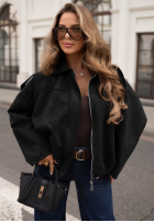 Zamszowa Bunda bomberka oversize Early Season blankytná