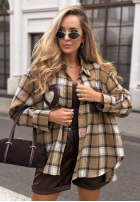 Košile w kratę z ozdobną aplikacją Just Perfect velbloudí