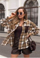 Košile w kratę z ozdobną aplikacją Just Perfect velbloudí