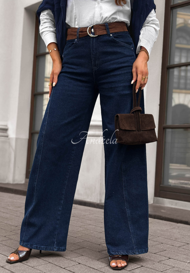Dž&iacute;ny wide leg s p&aacute;skem Urban Flam gran&aacute;tov&eacute;