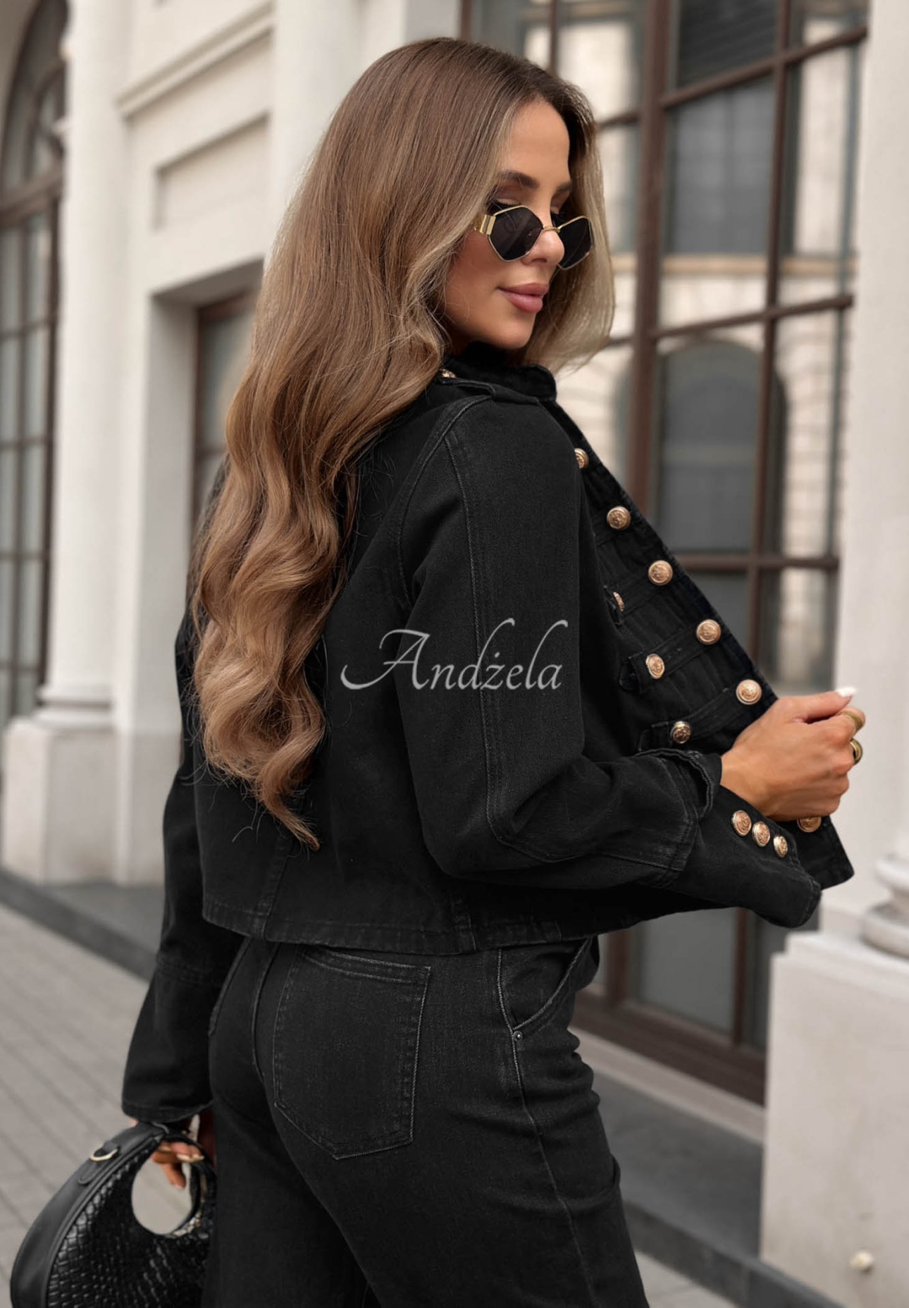 Krátká džínová bunda ve vojenském stylu s knoflíky Your Choice granátová