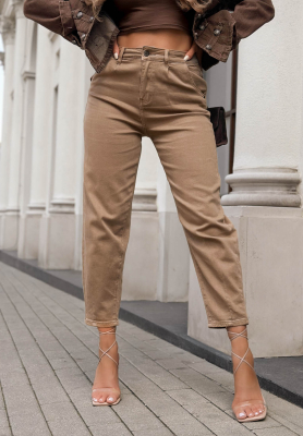 Džíny mom fit Lost Message velbloudí